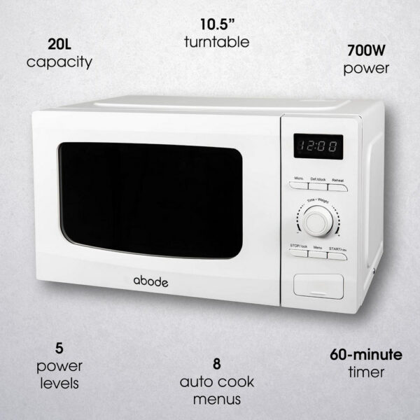 kitchbuy AMD2002-M 20 Litres Microwave Oven - White - Image 6